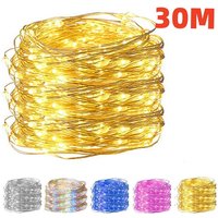 10/20/30M USB LED String Lights Copper Silver Wire Garland Light Wodoodporne wróżki do świątecznej dekoracji weselnej