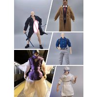 【Clothing Only】1/12 Scale Male Soldier Clothing Accessories Samurai Suit Set Trench Coat Suit Set Fit 6''Action Body Model Toys
