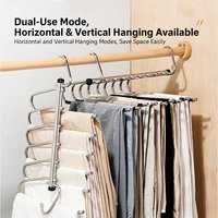1PCS Foldable Pant Hangers with Anti-Slip Grips Stainless Steel Multi-Tier Trouser Organizer for Closet Wardrobe Space Saving