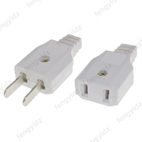 US American 2 Pin AC Electrical Power Male Plug Female Socket Outlet Adaptor Adapter w/ Wire Rewireable Extension Cord Connector