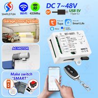 Tuya WiFi RF433mhz Motor Remote Control Switch 2 CH DC 12V 24V DIY Switch/Garage Door Opener/Motor,Work with Alexa Google Home