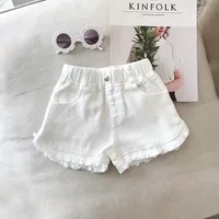Girls Summer Thin Denim Shorts Solid Black White Color Comfortable Fashion Short Jeans Kids Hot Pants New Arrival