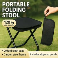 Lightweight Compact Folding Stool with Sturdy Iron Frame for Camping, Fishing & Picnic Outdoor Use