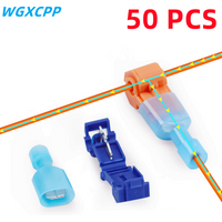 50 PCS,T-shaped Crimp Terminal,Electrical Connector,Connection Clamps,Quick-Free Stripping Plugs,Cable Connector Plug