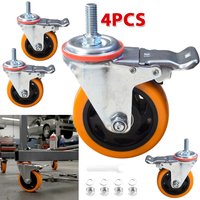 Roulettes de transport robustes 100 mm M12 avec 4 freins en polyuréthane, roulettes silencieuses et sans traces pour meubles, 4 pièces