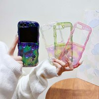 Aurora Colorful Meteorite Pattern Wave Case for Samsung Galaxy Z Flip 6 5 Shockproof Anti-Slip Translucent TPU Soft Cover Fundas