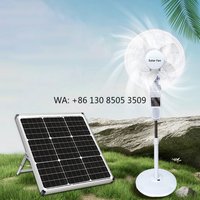 16/18 Inches Solar Rechargeable Electric Stand Fan AC DC with Solar Panel Lights Electric Solar Fan