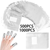 500/1000Pcs Aluminium Foil Remover Nail Wraps Soak Off Polish Nail Art Foil Gel Polish Acrylic Removal Tool with Cotton Pad