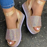 new Fashion Rhinestone Sandals New High Heels Women's Wedge Sandals Ladies Summer Platform Shoes Outdoor Open Toe Casual Sandal
