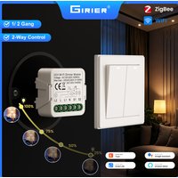 GIRIER Tuya Smart ZigBee 3.0 Dimmer Switch Module WiFi Breaker Relay for Dimmable Bulb Supports 2-way Control Works with Alexa