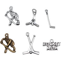 10pcs Hockey Charms For Jewelry Making Sport Charms Antique Silver Color Pendants DIY Crafts Making Findings Handmade Jewelry