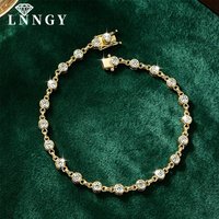 Lnngy Bezel 2.5mm/3MM Round Moissanite Tennis Bracelet For Women Exquisite 14K Gold Filled Bracelet Hand Chain Jewelry Gifts