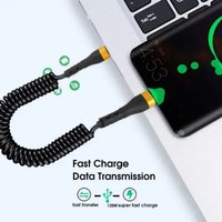 PD 120W Type C To Type C Cable Fast Charge USB C Spring Car Charger Cable For iPhone 16 15 Xiaomi Samsung Fast Charge Data Cord