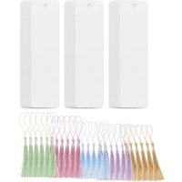 30 set 30 Sets Blank Clear Acrylic Bookmarks Rectangle Craft Transparent Acrylic Book Markers With Small Bookmark Tassels
