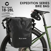 WEST BIKING Fahrradtasche 18-28L Vollständig Wasserdichte Reise-Fahrrad-Gepäckträgertasche mit Schnellverschluss Fahrradtasche Fahrradzubehör