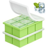 Silicone Large Ice Cube Tray with lid Big Square Ice Cube Mold for Cocktails,Whiskey,Bartender Accessories BPA-Free&Dishwasher