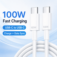 100W USB C to USB C Cable PD Fast Charging Type C Data Cable for Android Phone Laptop Car Charger