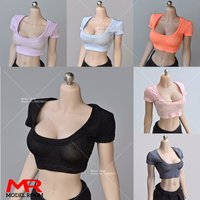 1/6 Scale Female Low-cut Short Waistless T-shirt Clothes Model Fit 12'' Female Soldier Action Figure Body Dolls