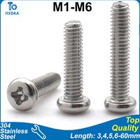 5-100pcs M1 M1.2 M1.4 M1.6 M2 M2.5 M3 M3.5 M4 M5 M6 304 Stainless Steel Phillips Round Head Machine Screws Corrosion Resistant