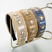 Embroidered fabric headband floral wide-brimmed hairband fashion women's hair accessories