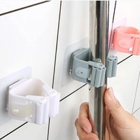 1/2/3Pcs Non Perforated Mop Clip Buckle Bathroom Non Marking Storage Rack Nail Free Hanging Bracket Broom Clip Powerful Mop Rack