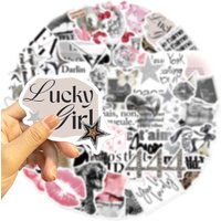 50Pcs Vintage Silver Lucky Girl Series Stickers PVC Waterproof Decals for Skateboard Phone Case DIY LanLanStickersWorld Store