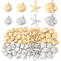 5/10pcs Stainless Steel Ocean Series Starfish Fish Scallops Charms Pendant for Jewelry Making DIY Necklace Bracelet Accessories