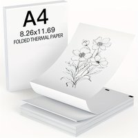 100 200 Sheets A4 210x300mm Continuous Thermal Paper Rolls for Portable Printers Receipt Machines Office Home Restaurant Use