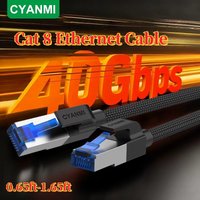 CYANMI Cat 8 Ethernet Cable 100FT, High Speed Braided 40Gbps 2000Mhz Network Cord RJ45 Cat8 Cat7 cat6a cat6 cat5e cat5 Cables