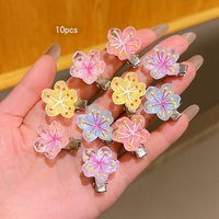 10 Non-Damaging Random Color Sweet Flower Hair Clips for Daily Use