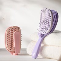 Portable Comb for Women, with Cleaning Pad, Foldable, Women's Ribbed Comb, Suitable for All Hair Types, Can Be Used for Travel/Business Trips/Office Use