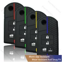 For Mazda Axela Atenza CX4 CX5 4 Button Folding Key Cover Honeycomb Pattern Silicone Case Anti Scratch Shockproof
