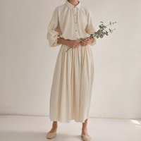 100% Cotton Gauze Women's Suit Elegant Lantern Sleeve Shirt +Skirts Korean Japanese Two Peice Sets Sexy Beach Party Outfits