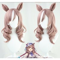 Cosplay Matikane Tannhause wig Anime Uma Musume Pretty Derby wig Ears and tail party wig