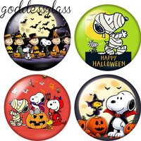 Snoopy Halloween Thanksgiving day pumpkin 12mm/18mm/20mm photo glass cabochon flat back making findings for keychain Jewelry