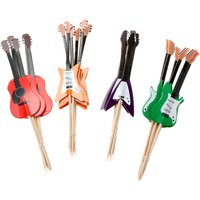 24Pcs/bag Guitar Rock Music Theme Cake Cupcake Toppers for Birthday Music Themed Party Baby Shower Decoration Cake Tools