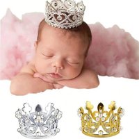 Baby Crown Newborn Photography Props Alloy Crystal Headband Princess Prince Birthday Party Tiara Unisex Photo Shoot Accessories