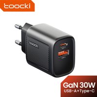 Toocki GaN USB C Charger for Travel 30W Portable USB Fast Charging Quick Charge Type C Charger for iPhone Xiaomi POCO UK/KR Plug