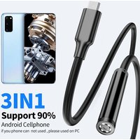 7mm Endoscope Camera Flexible IP67 Waterproof Micro USB Inspection Borescope Camera for Android PC Notebook 6LEDs Adjustable