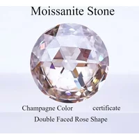 Moissanite Stone Double Faced Rose Shape Champagne Color with Certificate DIY Charms Ring Necklace Earrings Main Materi