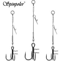 Spinpoler Antler T-Treble Hooks Spike Stinger Rig Pike Fishing High Carbon Wires Leaders Softbait Rubber Fish Lures Accessories