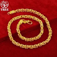 ALITREE 18K Yellow Gold Keel Chain Necklaces For Woman Men Hip Hop Fashion Party Wedding Engagement Birthday Jewelry Lovers Gift