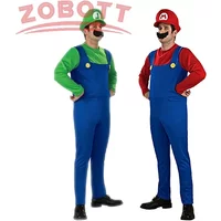 Anime Super Luigi frères Cosplay adultes hommes et femmes garçons filles combinaison barbe chapeau ensemble Halloween accessoires de déguisement