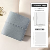 Mini instant photo soft leather pocket album, 25-sheet 50-page refillable 3-ring transparent photo card binder