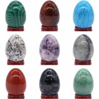 34x49MM Stone Egg Natural Amethyst Jade Crystal Reiki Healing Wicca Massage Eggs Energy Quartz Feng Shui Gemstone Crafts Decor