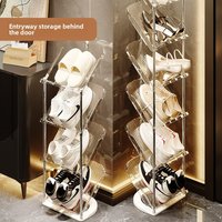 No Assembly Tilted Shoe Rack Multi Layer Space Saving Transparent Luxury Storage Organizer for Home Dormitory Shoe Organization