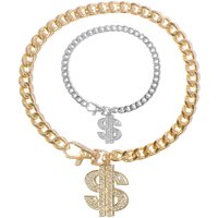 Luxury Dog Collar Necklace for Small Medium Dogs Dollar Sign Pendants Hip Hop Gold/Silver Plated Chain Jewelry Pet Accessories