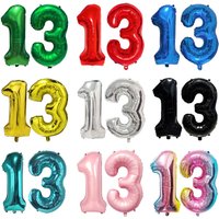 Number 13 Balloon 13 Digit Balloon Thirteen Kid 13th Birthday 32inch Big Large Blue Green Red Pink Golden Black Colorful Balloon