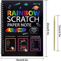 Rainbow scratch paper notepad for children’s art book, black DIY rainbow art paper, colorful art scratch book