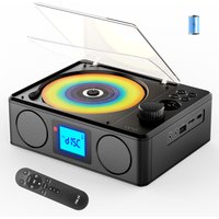 Draagbare cd-speler met Bluetooth, FM-radio & afstandsbediening, oplaadbaar, stereogeluid, Bluetooth-zender, MP3/USB/TF, slaaptimer